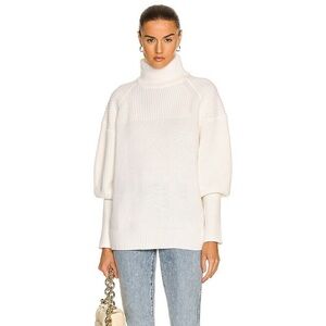 Loulou Studio Tapia wool cashmere blend mock neck sweater in ivory